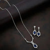 925 Silver Sky Blue Oval Necklace for Women