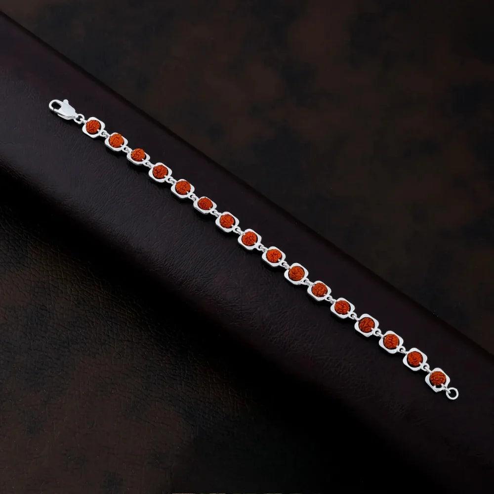 925 Silver Square Design Rudraksha Bracelet for Men