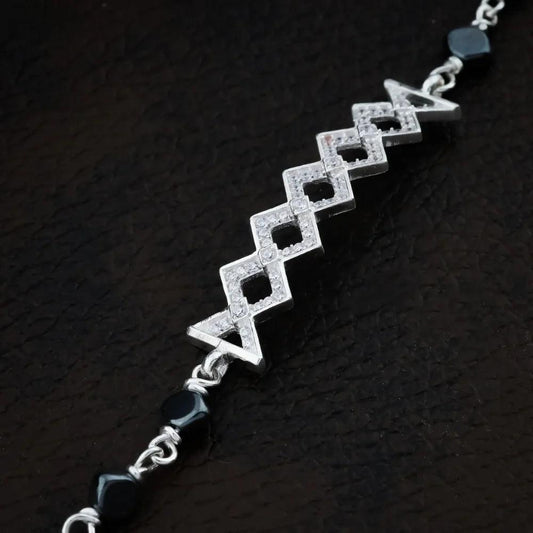 925 Silver Square Lapping Party Wear Bracelet for Women