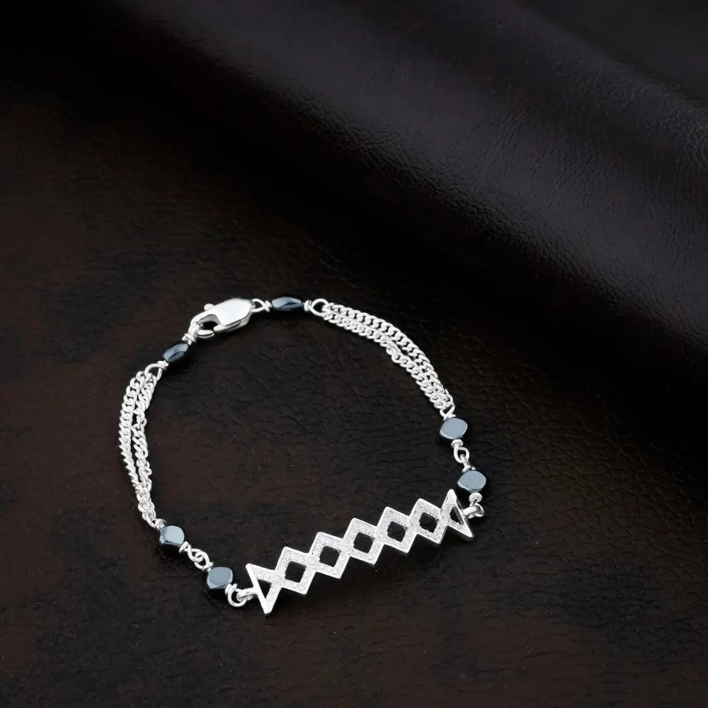925 Silver Square Lapping Party Wear Bracelet for Women
