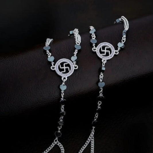 925 Silver Swastik Bracelet for Kids | Child