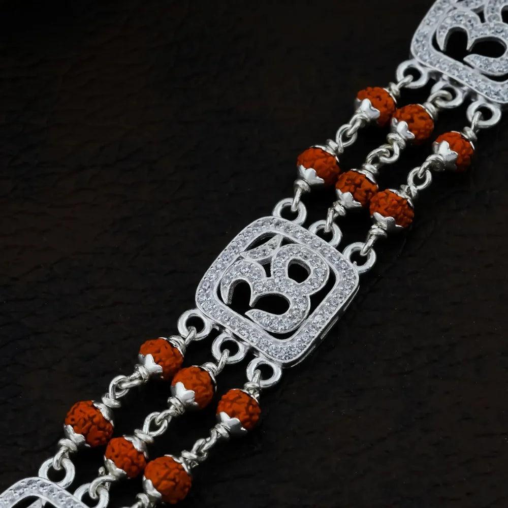 925 Silver 3 Layer with OM Rudraksha Bracelet for Men