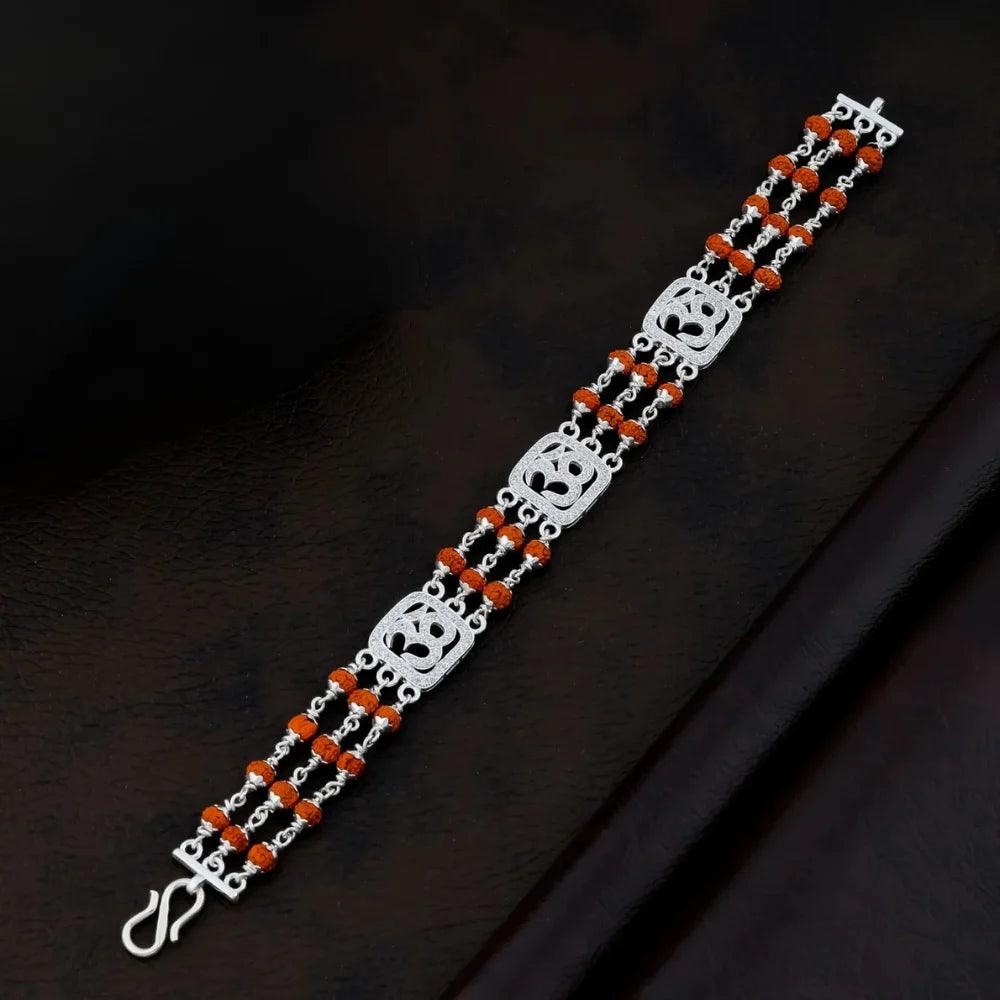 925 Silver 3 Layer with OM Rudraksha Bracelet for Men