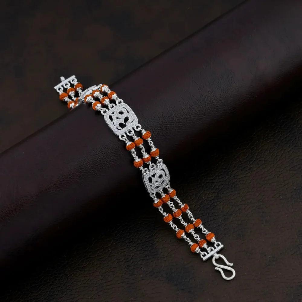 925 Silver 3 Layer with OM Rudraksha Bracelet for Men