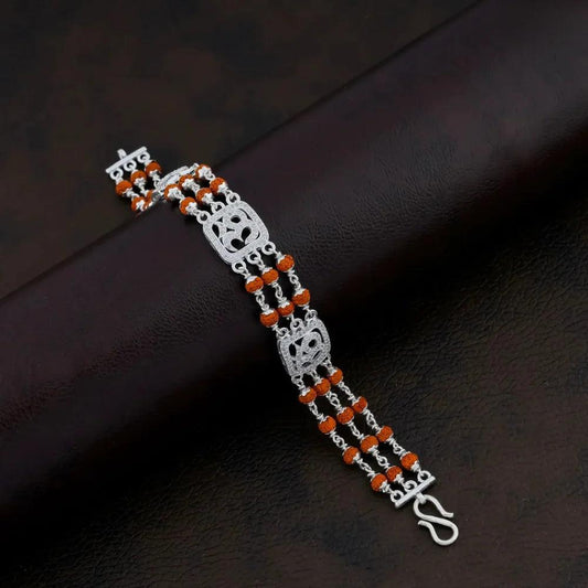 925 Silver 3 Layer with OM Rudraksha Bracelet for Men