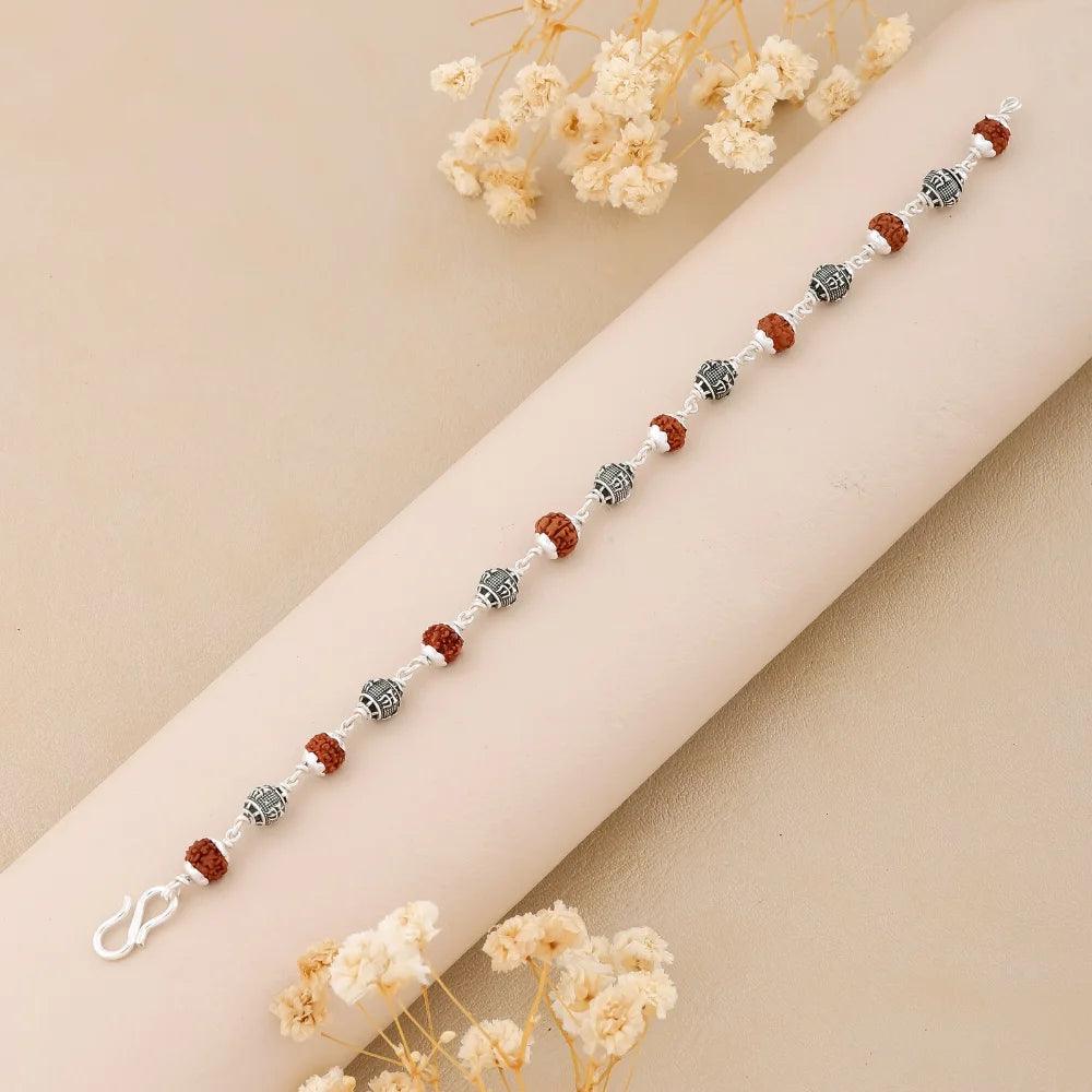 925 Silver TRISHUL Bead Rudraksha Bracelet for Men