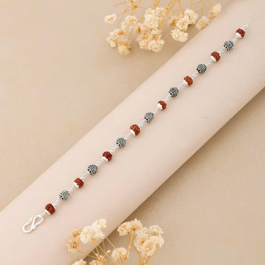 925 Silver TRISHUL Bead Rudraksha Bracelet for Men