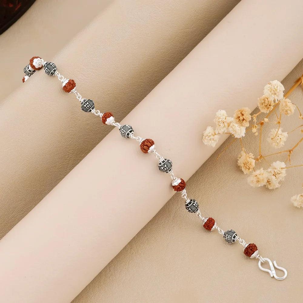 925 Silver TRISHUL Bead Rudraksha Bracelet for Men