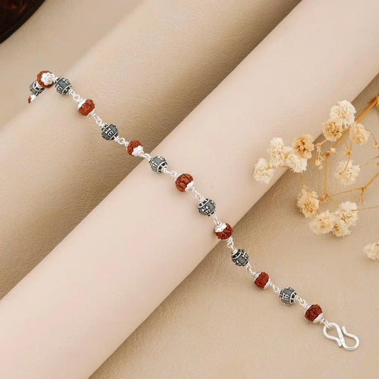 925 Silver TRISHUL Bead Rudraksha Bracelet for Men