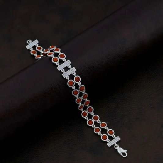 925 Silver 2 Layer Center Square Rudraksha Bracelet for Men - glitva