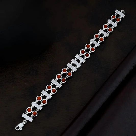 925 Silver 2 Layer with 3 Center Square Rudraksha Bracelet for Men