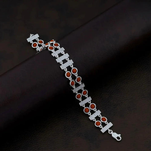 925 Silver 2 Layer with 3 Center Square Rudraksha Bracelet for Men