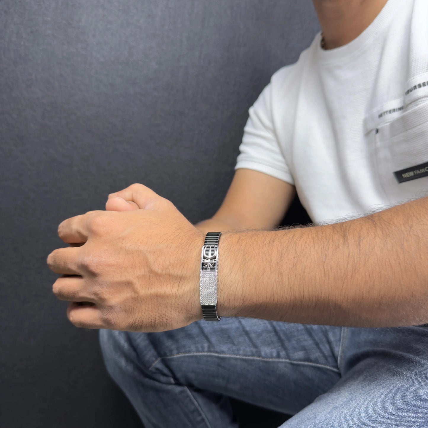 925 Silver Trishula Rolex Bracelet for Men