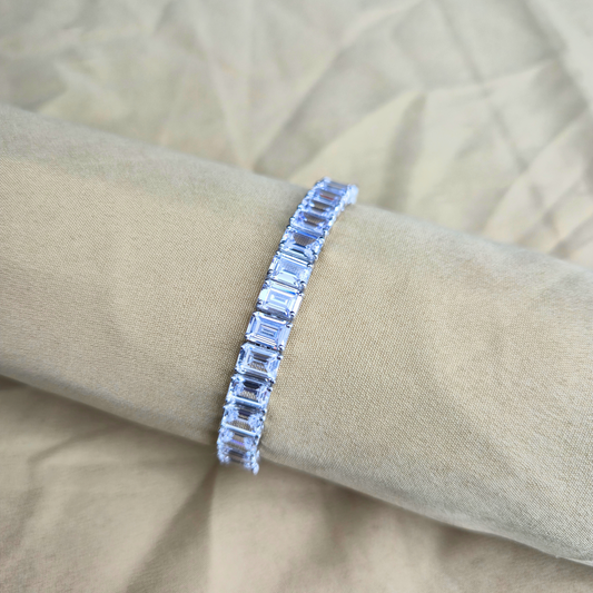 925 Silver Emerald Tennis Bracelet