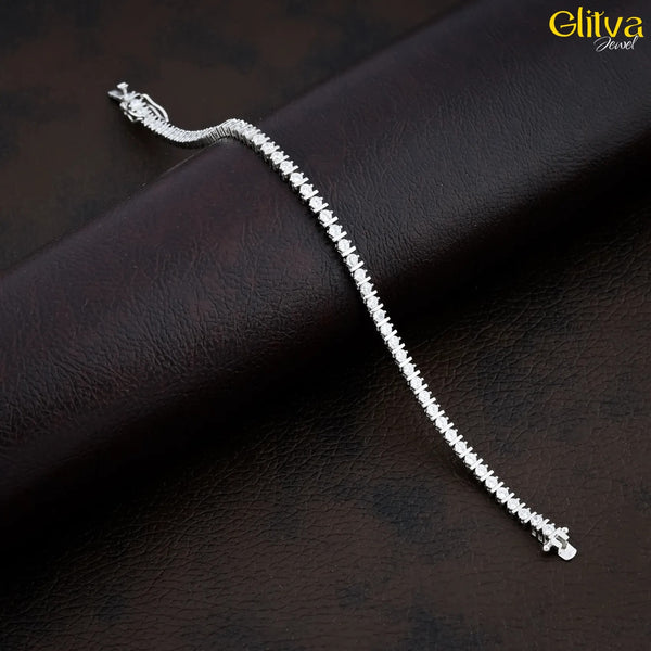 Women Silver Bracelet with White Swarovski Diamond Reguler