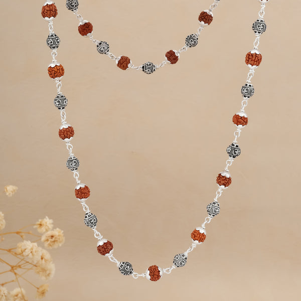 Rudraksha Silver Maala with Om Beads