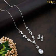 Women Silver Necklace with Crystal White Pear