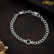 Women Silver Delicate Bracelet Center Round with Swarovski Diamond