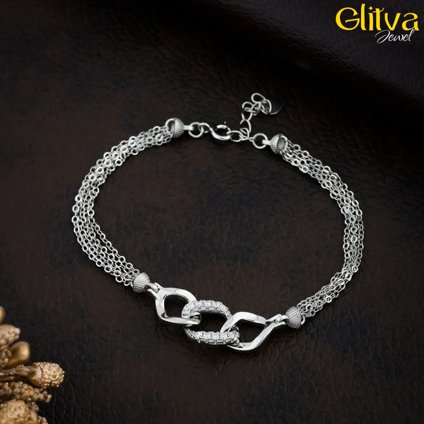 Women Silver Delicate Multi Chains Bracelet