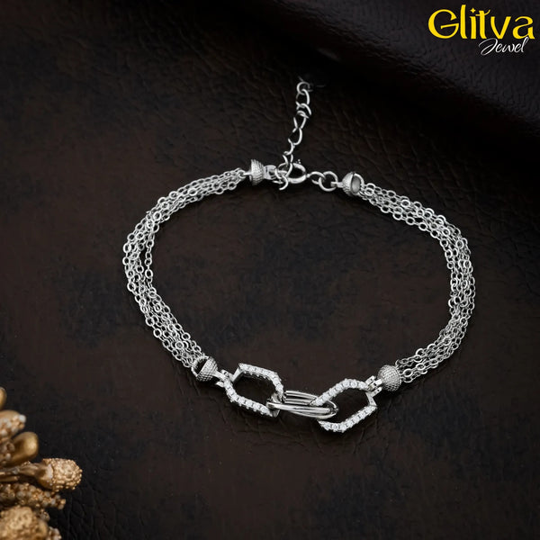 Women Silver Delicate Multi Chains Bracelet