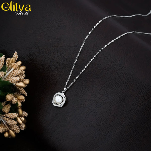 Women Silver Pearl Pendant