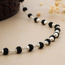 Rudraksha Silver Maala with Black bead & Shiny Cover