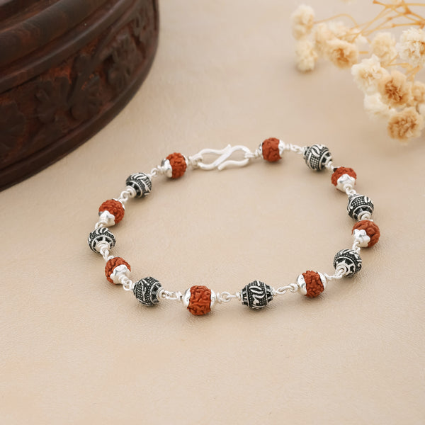 Rudraksh Silver With RAM Bead Bracelet