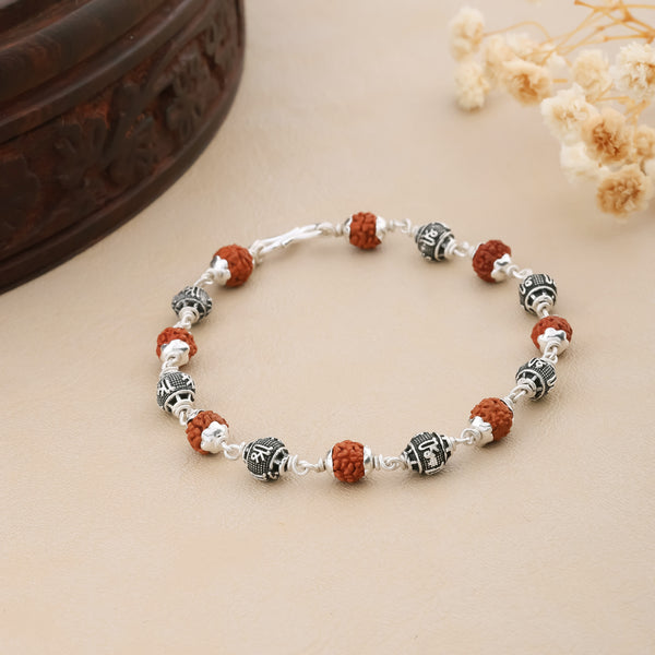 Rudraksh Silver With SHREE Bead Bracelet