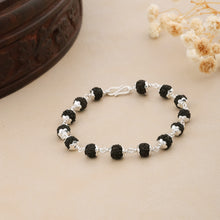 Black Rudraksha Silver bracelet with Star Cover