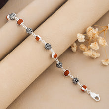 Rudraksha Silver With SWASTIK Ring Bead Bracelet