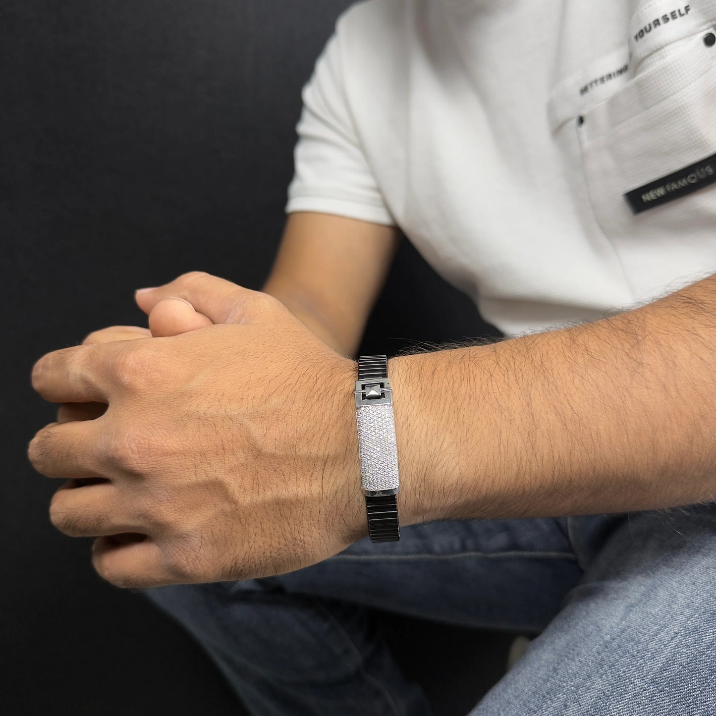 925 Silver Square Box Rolex Bracelet for Men
