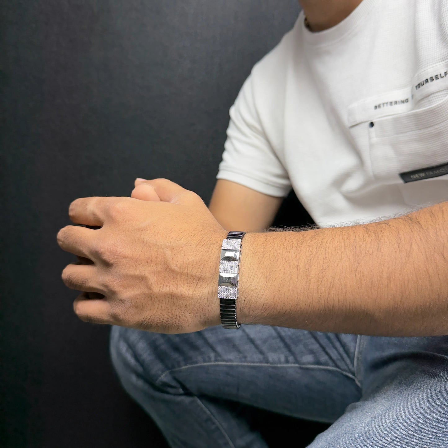 925 Silver Cube Rolex Bracelet for Men