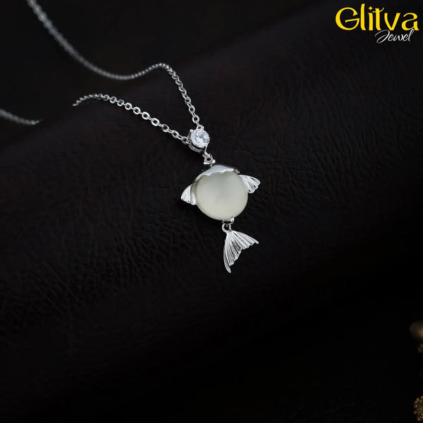 Opal Fish Pendant Silver Necklace for Women made with 925 Sterling Silver - glitva