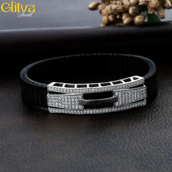 Precious Sterling Silver Rolex Bracelet with Diamond - glitva