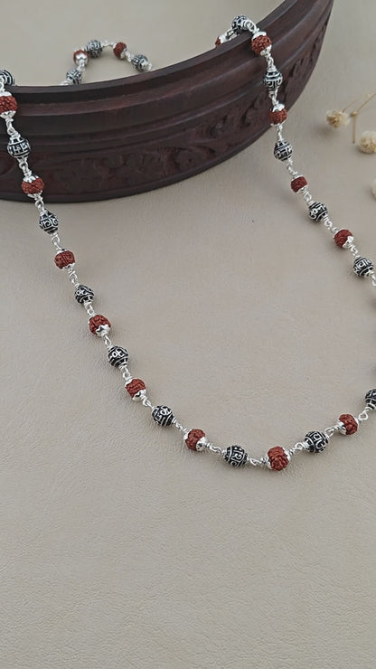925 Silver SHIVAY Bead Rudraksha Mala for Men