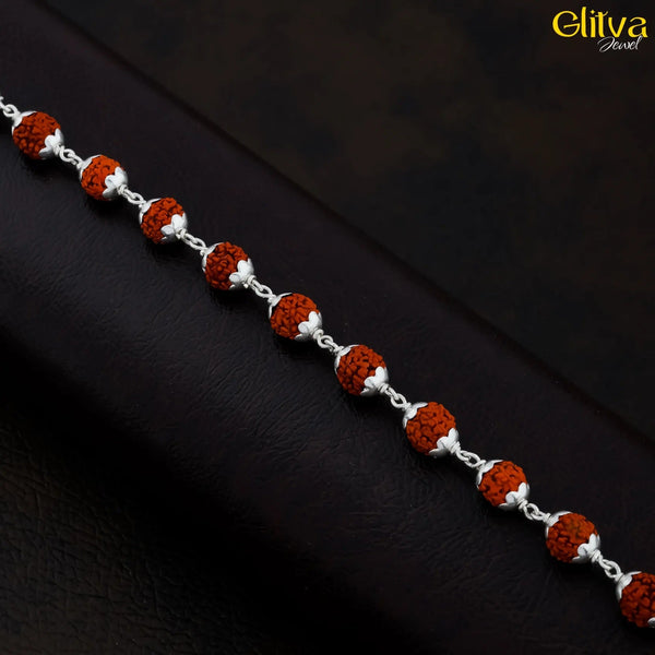 Rudraksh Silver Bracelet Medium - glitva