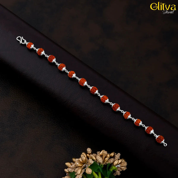 Rudraksh Silver Bracelet Medium - glitva