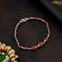 Rudraksh Silver Bracelet with Center 3 Big Rudraksh - glitva