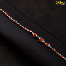 Rudraksh Silver Bracelet with Center 3 Big Rudraksh - glitva