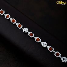 Rudraksh Silver Long Round Bracelet with center Om - glitva