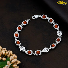 Rudraksh Silver Long Round Bracelet with center Om - glitva