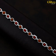 Rudraksh Silver Round & Square Bracelet - glitva