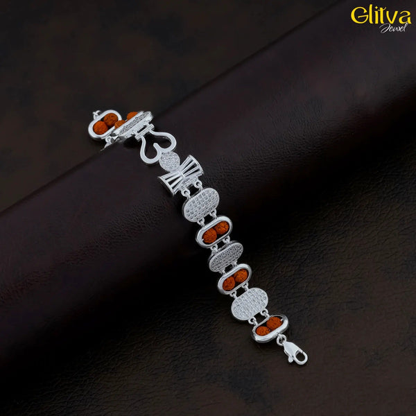 Rudraksh Silver With Damru Style Bracelet - glitva