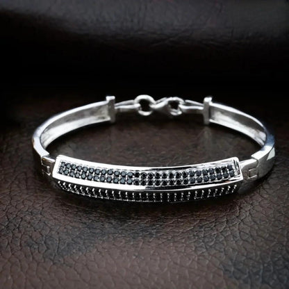 925 Silver Black Diomand Kada Bracelet for Kids | Child
