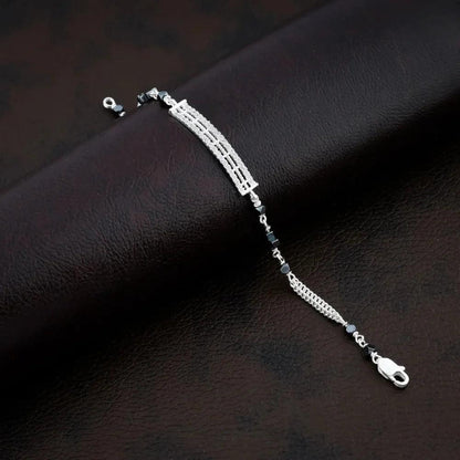 925 Silver Black Gemstone Party Wear Bracelet for Women