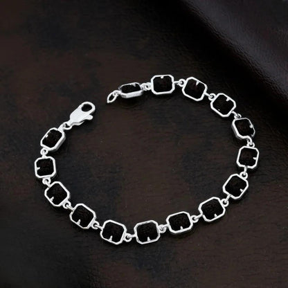 925 Silver Black Rudraksha Bracelet for Men