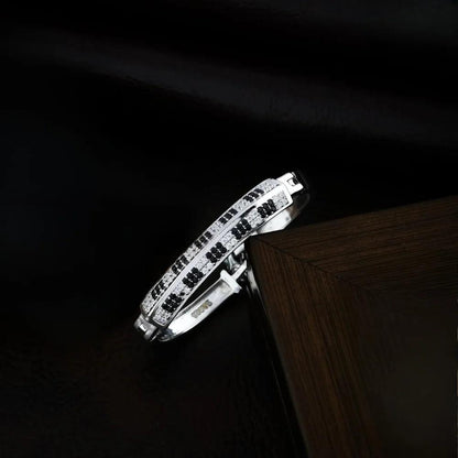 925 Silver Black White Alternate Kada Bracelet for Kids | Child