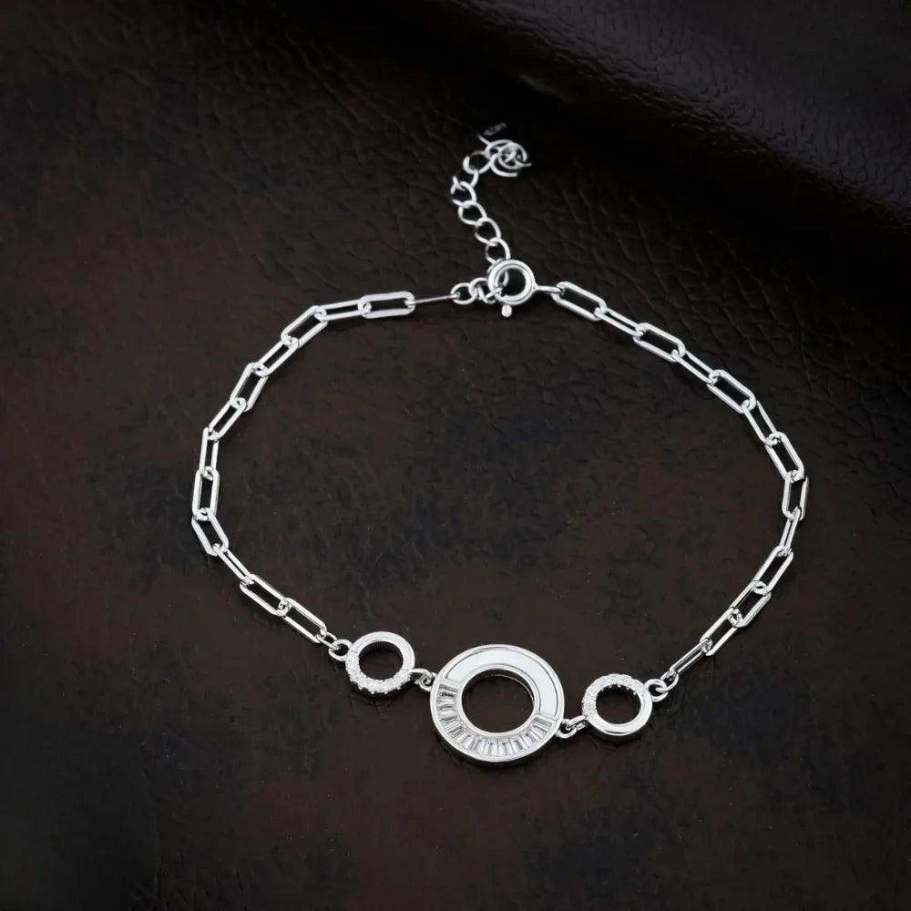 925 Silver Center Round Bracelet for Women