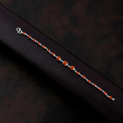 925 Silver Center 3 Big Size Design Rudraksha Bracelet for Men