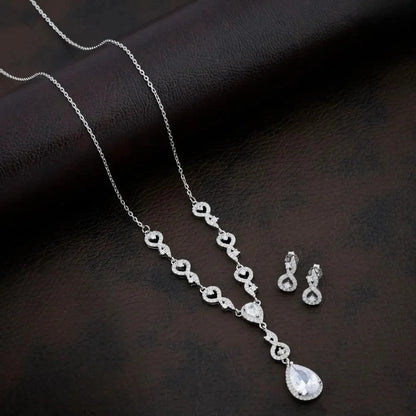 925 Silver Crystel White Pear Necklace for Women
